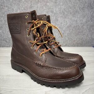 Polo Ralph Lauren Flaxby II Men's Size 11 Brown Leather Moc Toe Boots Old Money